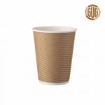 Doppelwand Riffel Kaffee Becher natural braun 0,3L/12oz Ø 9,0cm Kraft / PE